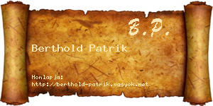 Berthold Patrik névjegykártya